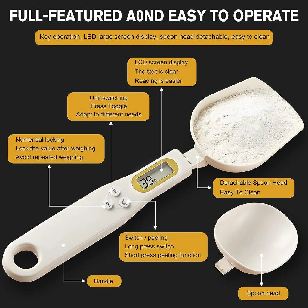 Digital Measuring Spoon Scale Electronic Spoon Weighing for Food Coffee Powder Tea Ingredients Spice Kitchen Gram Measuring Tool